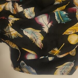 Colorful Feather Print Scarf Scrub Cap